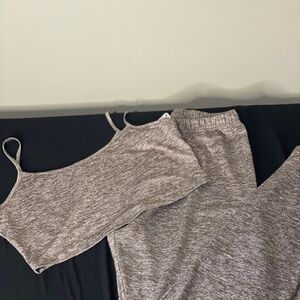 SHEIN Gray Leggings and Crop Top Set